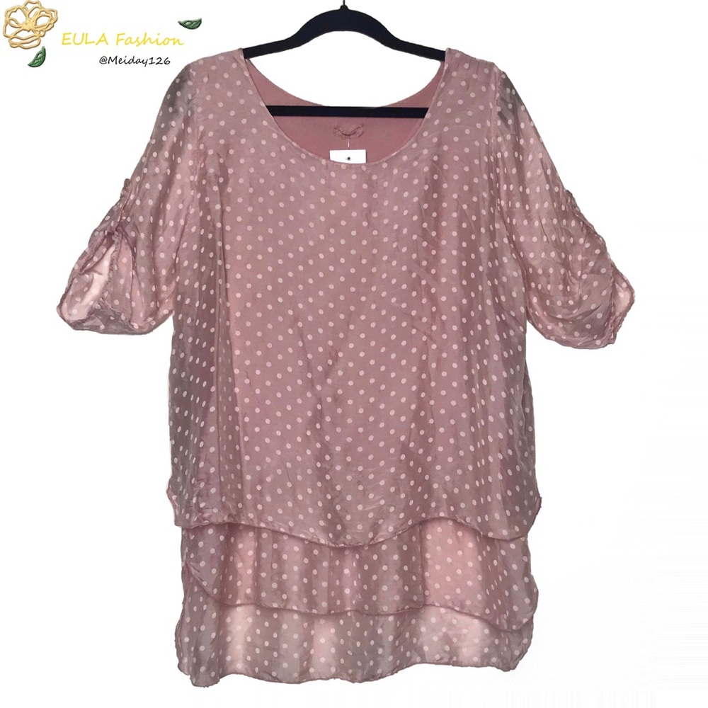 Polka Dot Layering Silk Blend Blouse